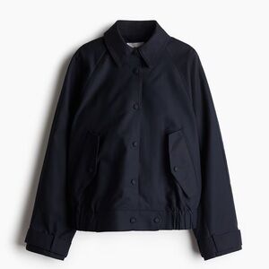 H&M Twill Jacket with Collar in Navy Blue